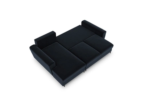 Narożnik z funkcją spania Moghan Dark Blue Velvet Lewostronna kolor nóg czarny