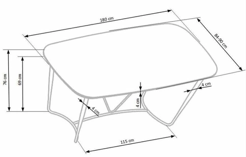 Stół do jadalni nowoczesny Hanover 180 cm orzechowy blat czarne metalowe nogi Intesi