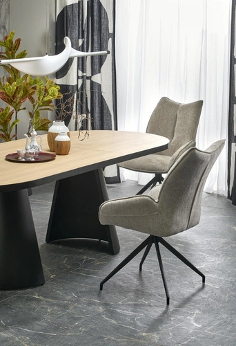 Stół rozkładany do jadalni Ardel owalny nowoczesny naturalny blat czarne nogi 180-240 cm