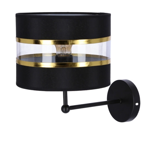 Kinkiet ścienny Andy nowoczesny czarny ze złotym abażurem do salonu i sypialni Candellux