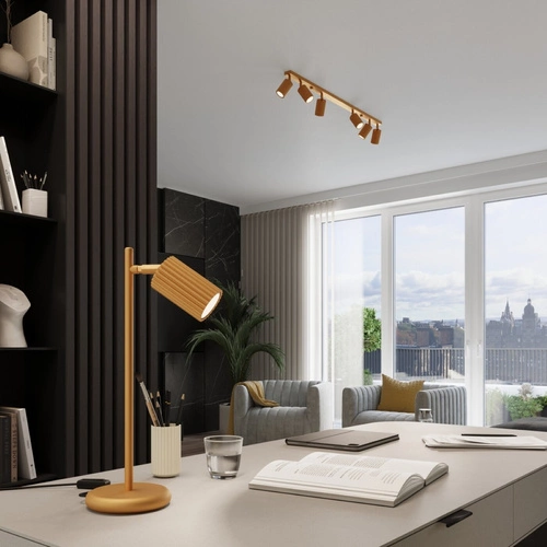 Lampka nocna do sypialni Karbon złota nowoczesna regulowana SOLLUX LIGHTING 43 cm