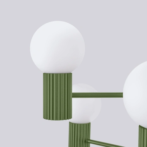 Żyrandol nowoczesny HALO 6 oliwkowy do salonu i jadalni lampa sufitowa metalowa