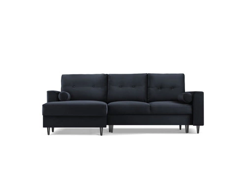 Narożnik z funkcją spania Leona Dark Blue Velvet Lewostronna kolor nóg czarny