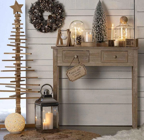 Konsola do przedpokoju Charme szara z szufladami nowoczesna drewniana Atmosphera 80 cm