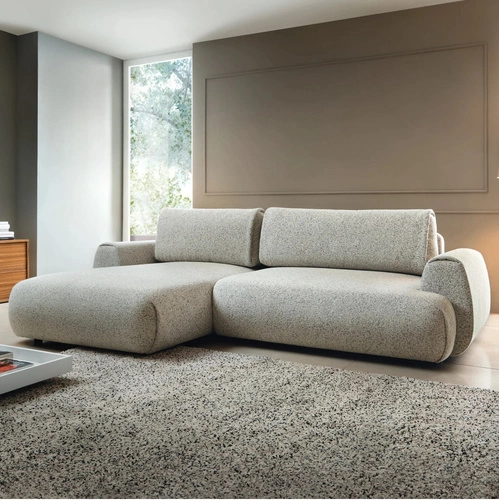 Narożnik z funkcją spania Ljung lewy nowoczesny beżowo-szary z pojemnikiem do salonu