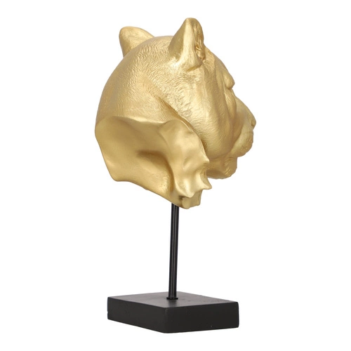 Figurka dekoracyjna lew Lion złota glamour Atmosphera na czarnej podstawie do salonu 35,5 cm