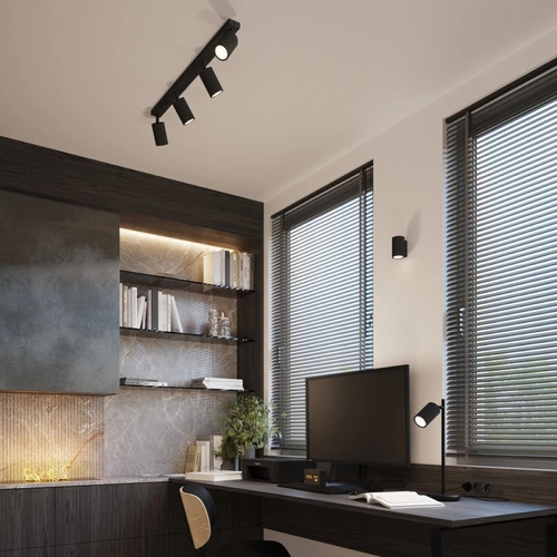 Plafon sufitowy KARBON 4L czarny nowoczesny ruchomy do salonu i sypialni aluminium