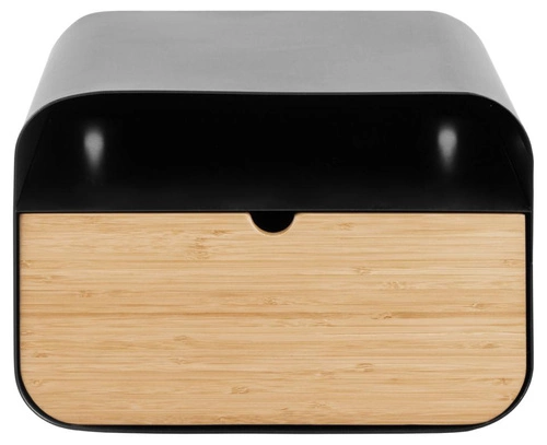 Szafka nocna Actona Joliet edge czarna z szufladą i otwartą przegrodą, styl boho, 35 cm szerokości