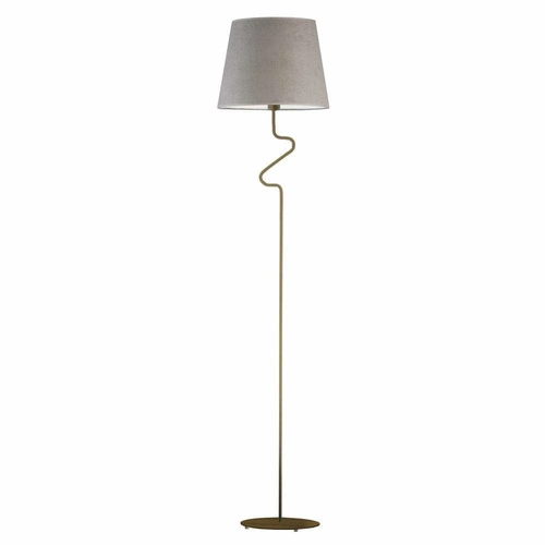 Lampa stojąca do salonu FOGO szara welwetowa glamour nowoczesna złota z abażurem Lysne