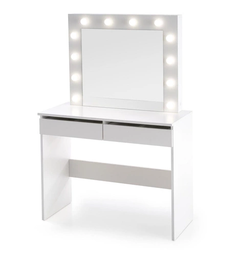 Nowoczesna toaletka z lustrem LED Sybilla biała do makijażu z szufladami do sypialni Intesi