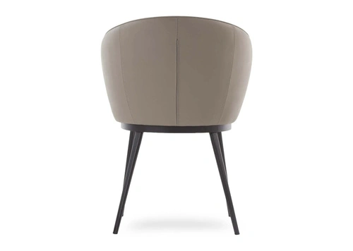 Krzesło tapicerowane Nirro Arm ekoskóra taupe nowoczesne do jadalni z podłokietnikami