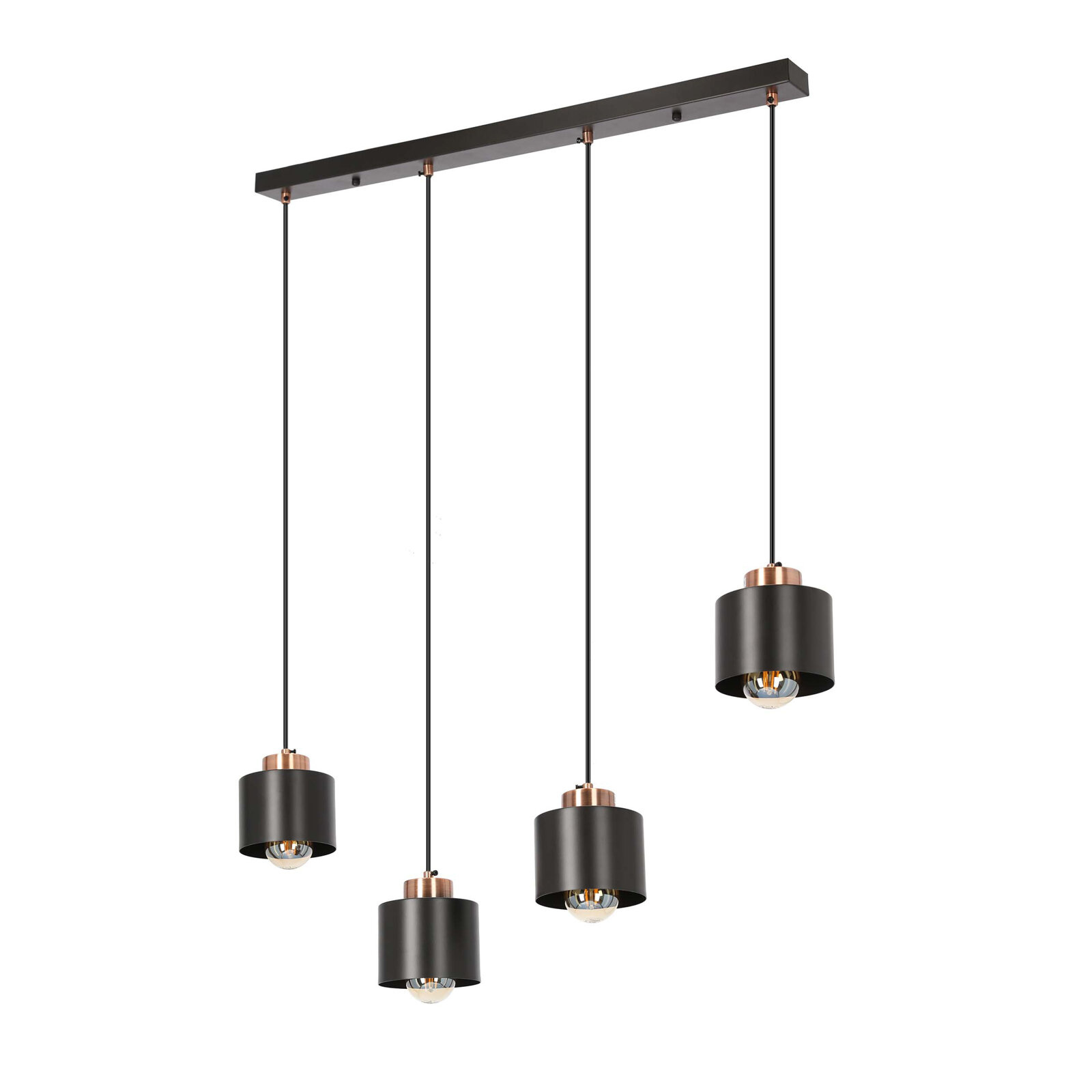 Lampa wisząca Olena czarna 4x60W E27 klosz czarny