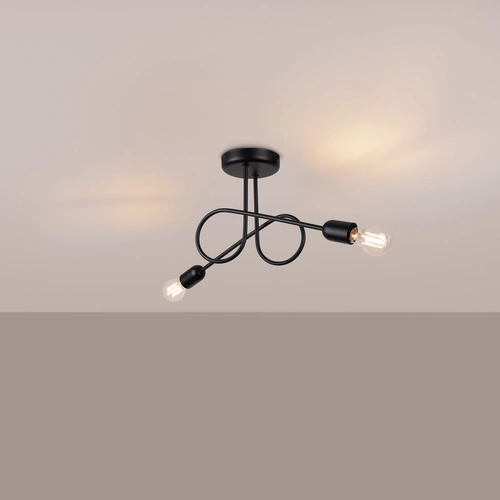 Żyrandol LOOP 2 czarny minimalistyczny do salonu i sypialni metalowy SOLLUX LIGHTING