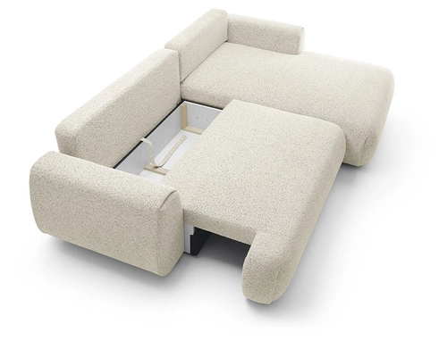 Narożnik z funkcją spania do salonu Ljung prawy nowoczesny beżowy z pojemnikiem Intesi