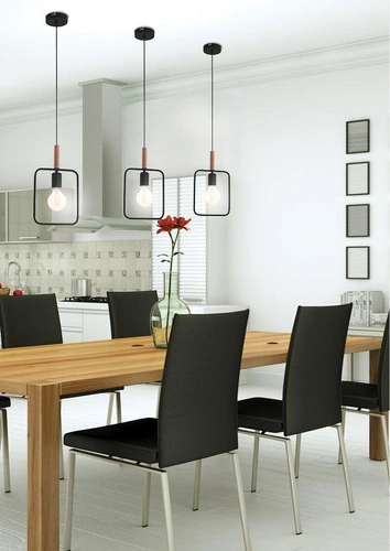 Nowoczesna lampa wisząca Frame czarna z drewna do salonu i jadalni CANDELLUX