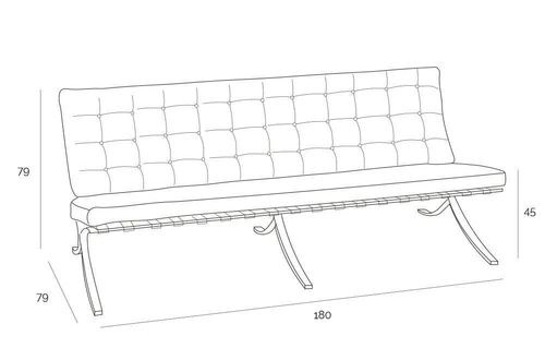Sofa trzyosobowa skórzana Ba inspirowana Barcelona biała glamour do salonu D2.DESIGN
