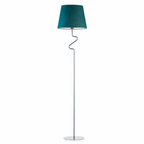 Lampa podłogowa FOGO zielona welwetowa z abażurem do salonu nowoczesna glamour Lysne 174 cm