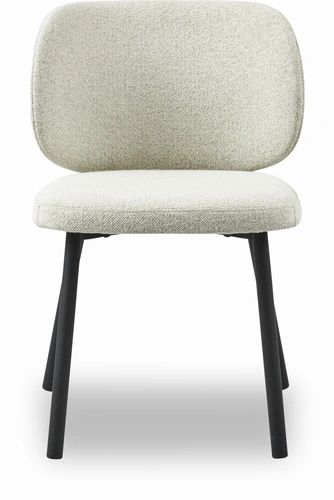 Krzesło tapicerowane boucle Naws białe do jadalni nowoczesne na czarnych nogach