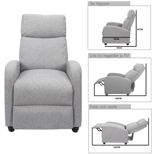 Fotel rozkładany do salonu Recliner Dream szary aksamitny z podnóżkiem nowoczesny Intesi