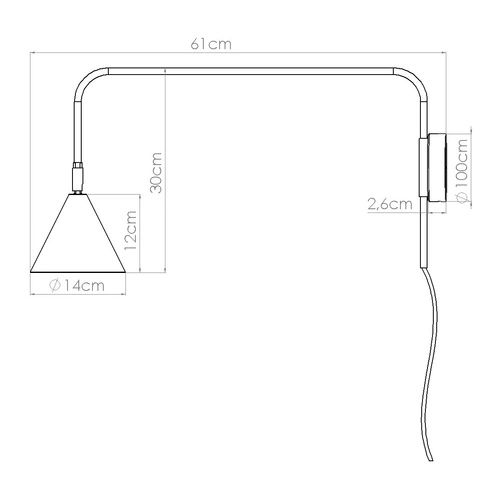 Nowoczesny kinkiet ścienny NOX czarny metalowy do sypialni i salonu SOLLUX LIGHTING 61 cm
