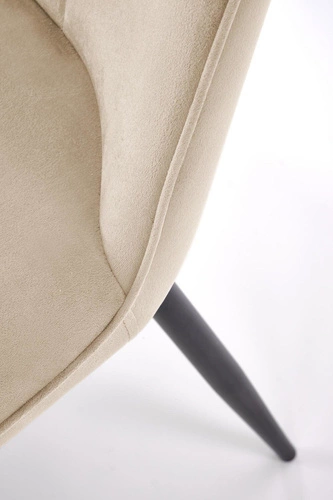 Krzesło tapicerowane welurowe Myanna beżowe do jadalni nowoczesne z oparciem