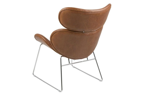 Fotel uszak Cazar brązowy ekoskóra loftowy do salonu industrialny nowoczesny wypoczynkowy Actona