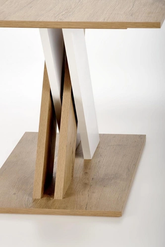 Stół rozkładany do jadalni Terol nowoczesny dąb lancelot biały blat 130–175x85 cm Intesi