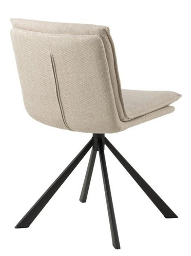 Krzesło tapicerowane Flynn beżowe obrotowe do jadalni i salonu nowoczesne na czarnych nogach