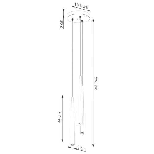 Lampa wisząca BLISS 3P czarna nowoczesna regulowana do salonu i nad stół 3-punktowa