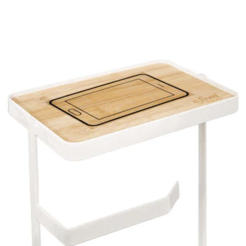 5five simply smart stojak na papier toaletowy biały nowoczesny z półką i schowkiem do łazienki