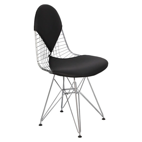 Krzesło nowoczesne metalowe Net Double czarne do jadalni z poduszką D2.DESIGN