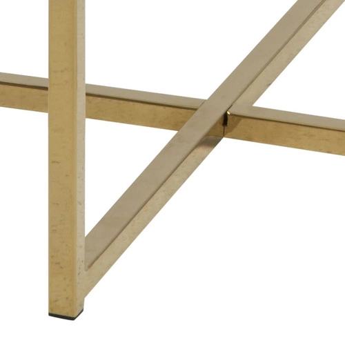 Stolik kawowy okrągły szklany Alisma 50 cm biały marmur glamour złoty do salonu Actona