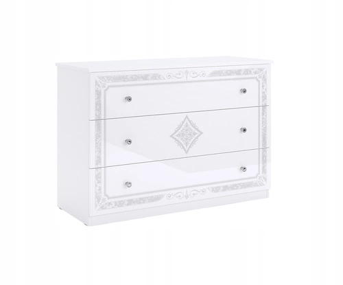 Komoda biała z szufladami Diamante 118 cm połysk glamour do salonu i sypialni Intesi
