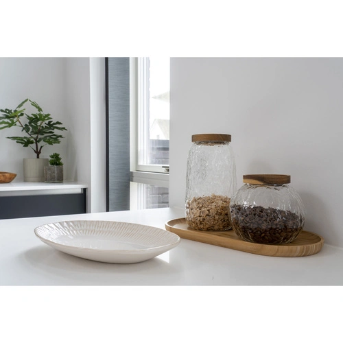 Taca dekoracyjna owalna ceramiczna biała House Nordic do serwowania ciasta