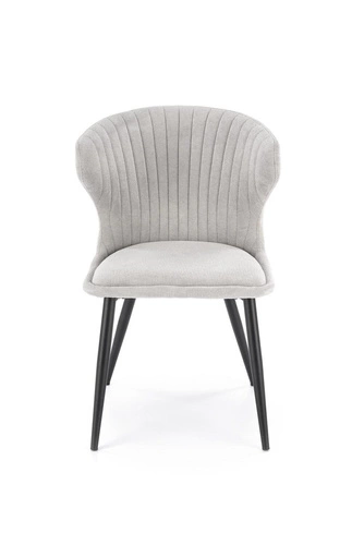 Krzesło tapicerowane Odile szare do jadalni i salonu nowoczesne z czarnymi nogami Intesi