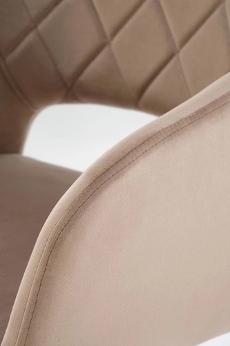 Krzesło tapicerowane welurowe Cretas Velvet Intesi obrotowe beżowe z podłokietnikami do jadalni