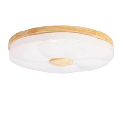 Plafon sufitowy LED Fiorino nowoczesny biały z drewnem 39cm do salonu i sypialni