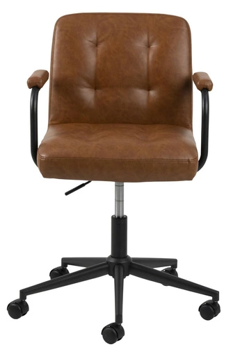 Fotel biurowy ergonomiczny Cosmo Arm Actona brązowy skórzany obrotowy z podłokietnikami retro