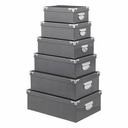 Zestaw 6 szarych pudełek ozdobnych kartonowych 5five simply smart do biura i pokoju