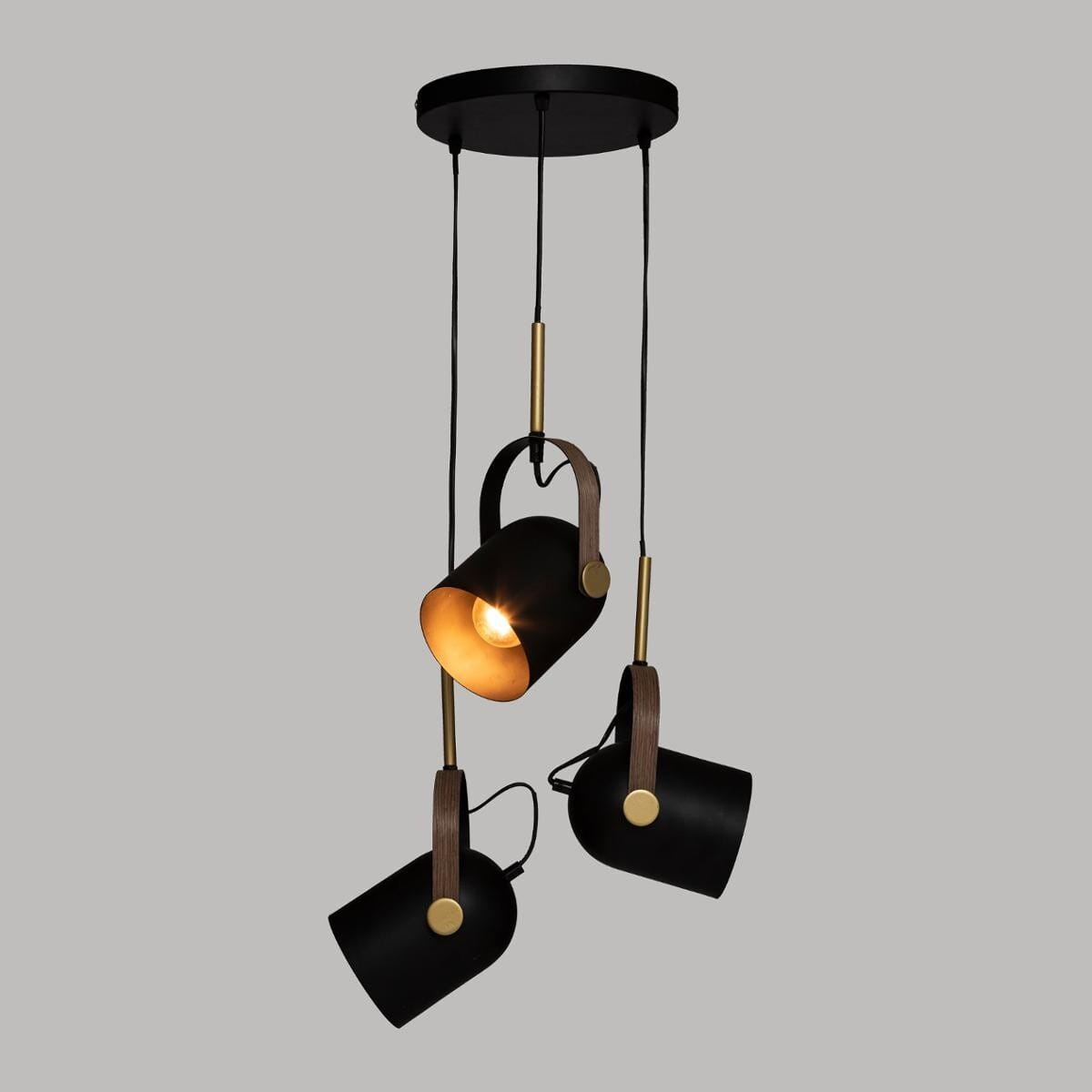 Lampa wisząca Bil 3 żarówki czarna