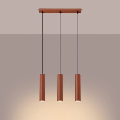 Lampa wisząca Lagos 3-punktowa loftowa czerwona regulowana do salonu i nad stół