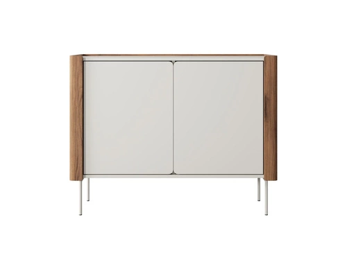 Komoda Taberg nowoczesna beżowa orzechowa 105 cm na nóżkach do salonu i sypialni