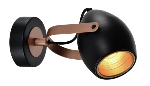 Kinkiet Anica lampa czarny 1x40W E14  odbłyśnik złoty