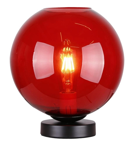 GLOBE nowoczesna czerwona lampa stołowa szklana do salonu i sypialni CANDELLUX 28 cm
