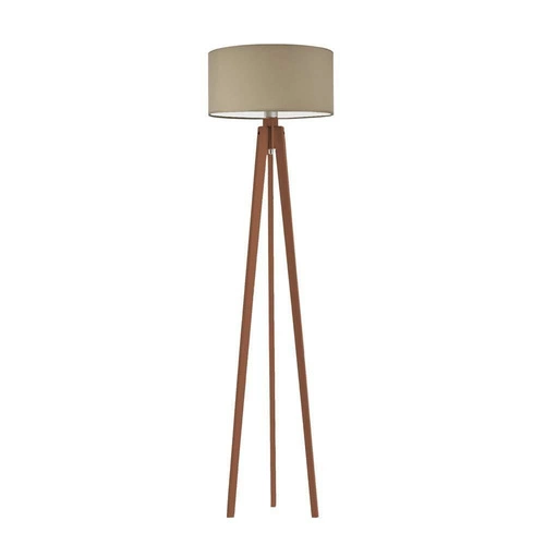 Lampa podłogowa MIAMI abażur beżowy stelaż mahoniowy