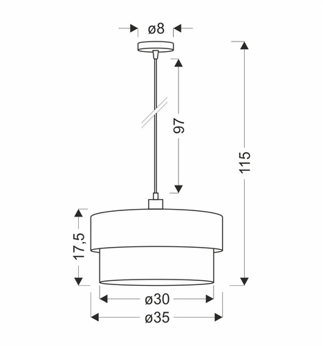 Lampa wisząca Karrara czarny 1x60W E27 abażur szaro beżowy+szary