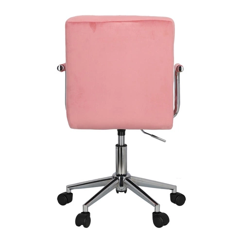 Fotel biurowy ergonomiczny Cosmo Arm różowy velvet z podłokietnikami do nauki i pracy
