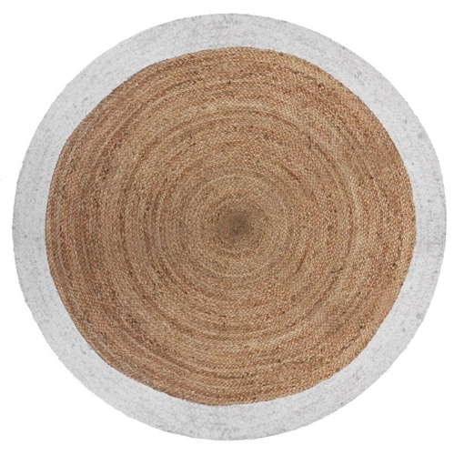 Dywan jutowy okrągły 120 cm Atmosphera boho z białym brzegiem do salonu lub sypialni