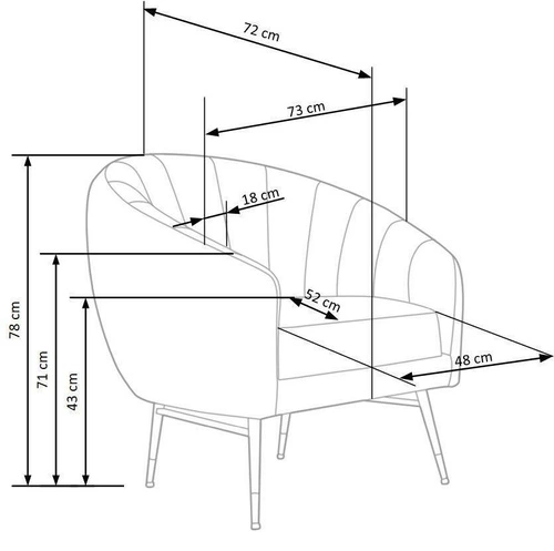 Fotel wypoczynkowy Fluffy welurowy szary do salonu nowoczesny z podłokietnikami Intesi