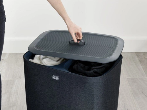 Joseph Joseph Tota nowoczesny kosz na pranie 90l z 2 komorami do łazienki czarny